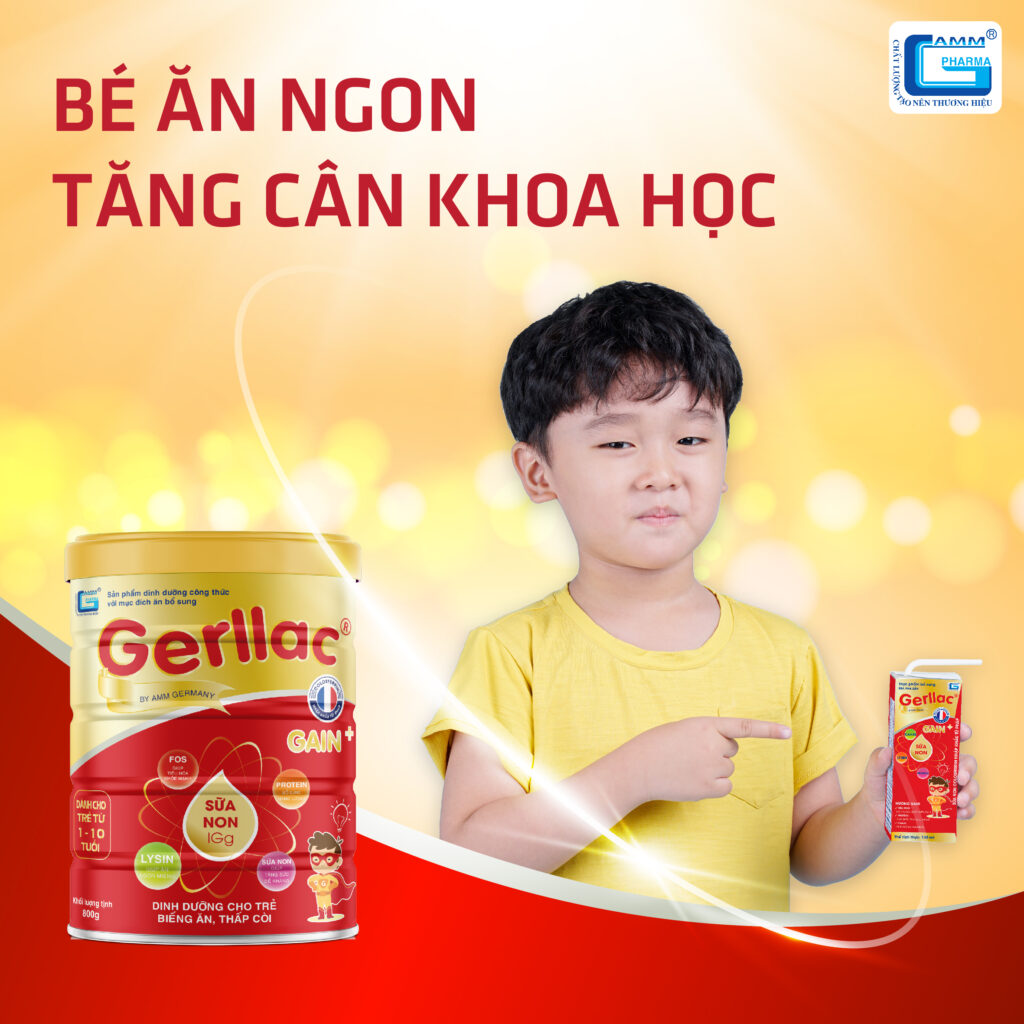 Sữa Gerllac Gain hỗ trợ trẻ biếng ăn, bé ăn ngon miệng hơn.